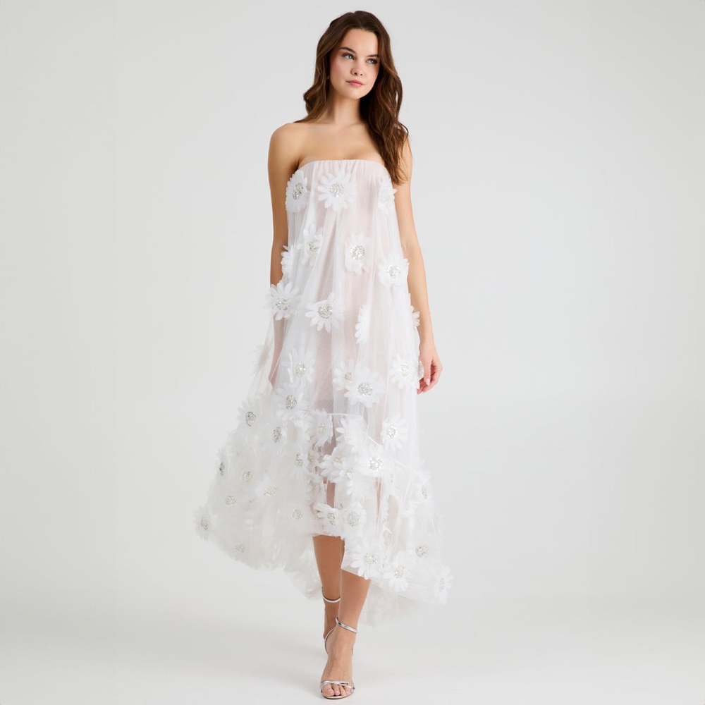 Helsi Athena Strapless 3D Floral High-Low Dress